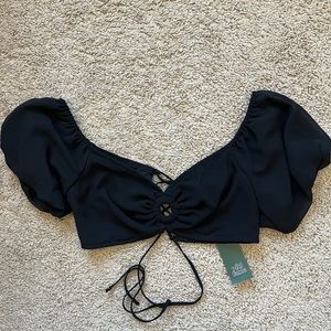 Black crop top with fun details!